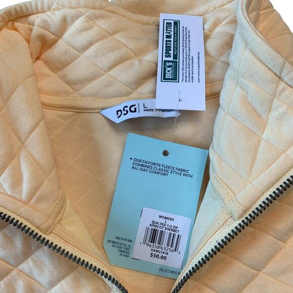 Women’s Quilted ½ Zip Pullover Stitched Athleisure Sweater - DSG -Yellow-L- NWT - Picture 10 of 12